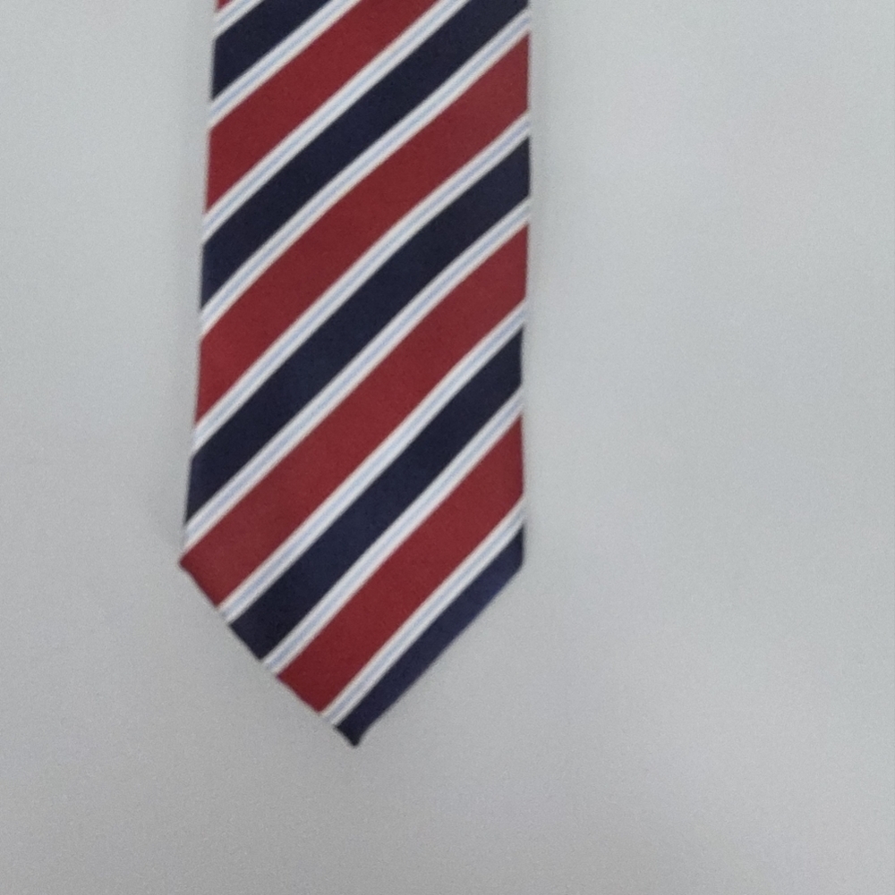 Covington Men's Regimental Stripe Tie Navy Blue Red White Business Classic - Picture 2 of 5